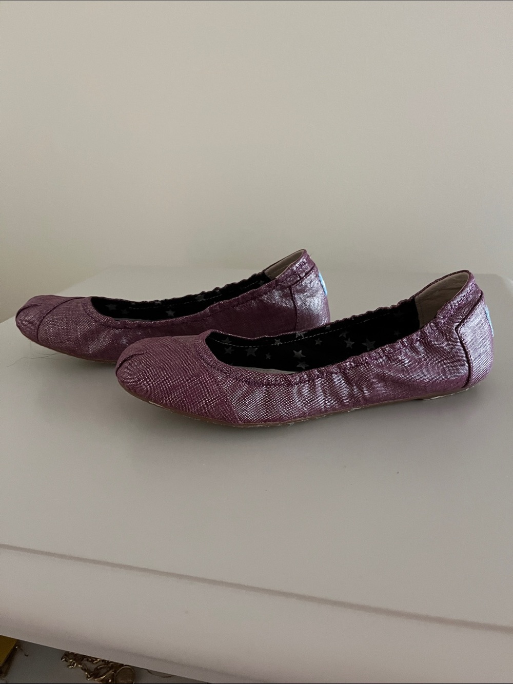 Toms Metallic Mauve Slip-On Ballet Flats